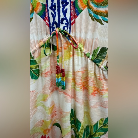 Rare‼️FARM Rio Tropical Print V-Neck Puff Sleeve Maxi Dress Fits Size XS or S - Picture 13 of 16